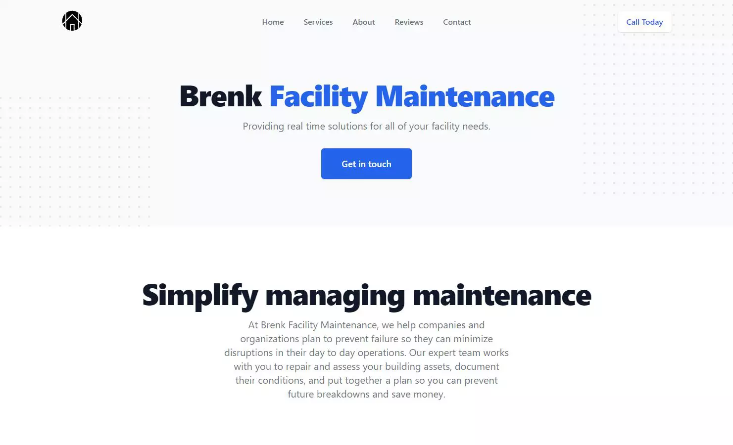 Brenk Facility Maintenance website